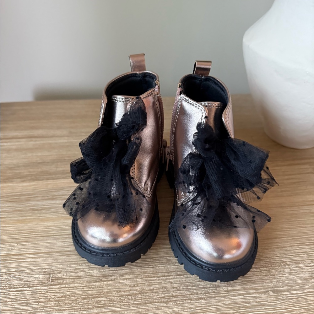 Jessica Simpson Metallic Boots with Black Bow